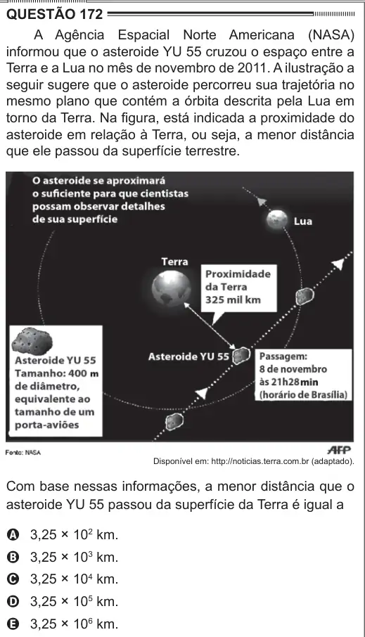 Imagem da questão 172 do ENEM 2012