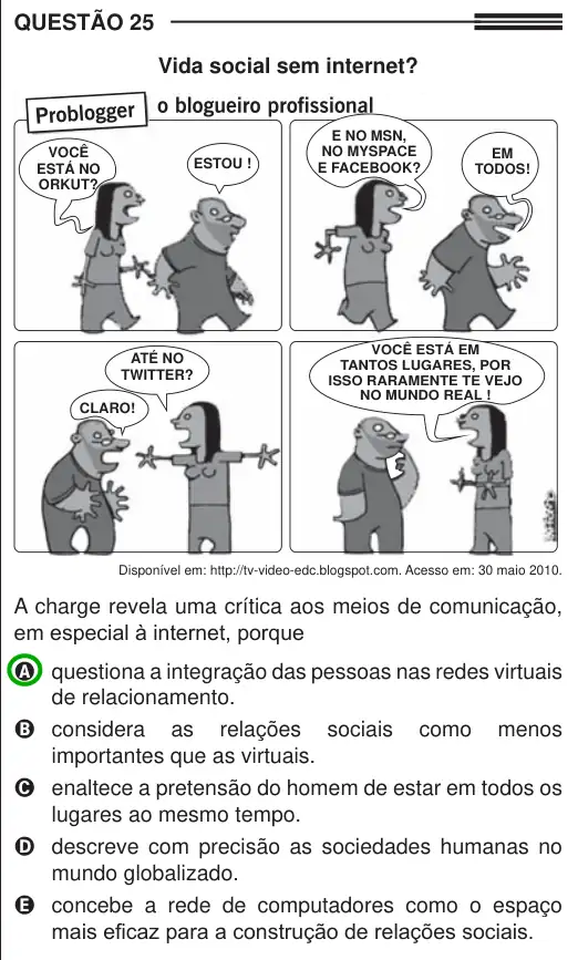 Imagem da questão 25 do ENEM 2013