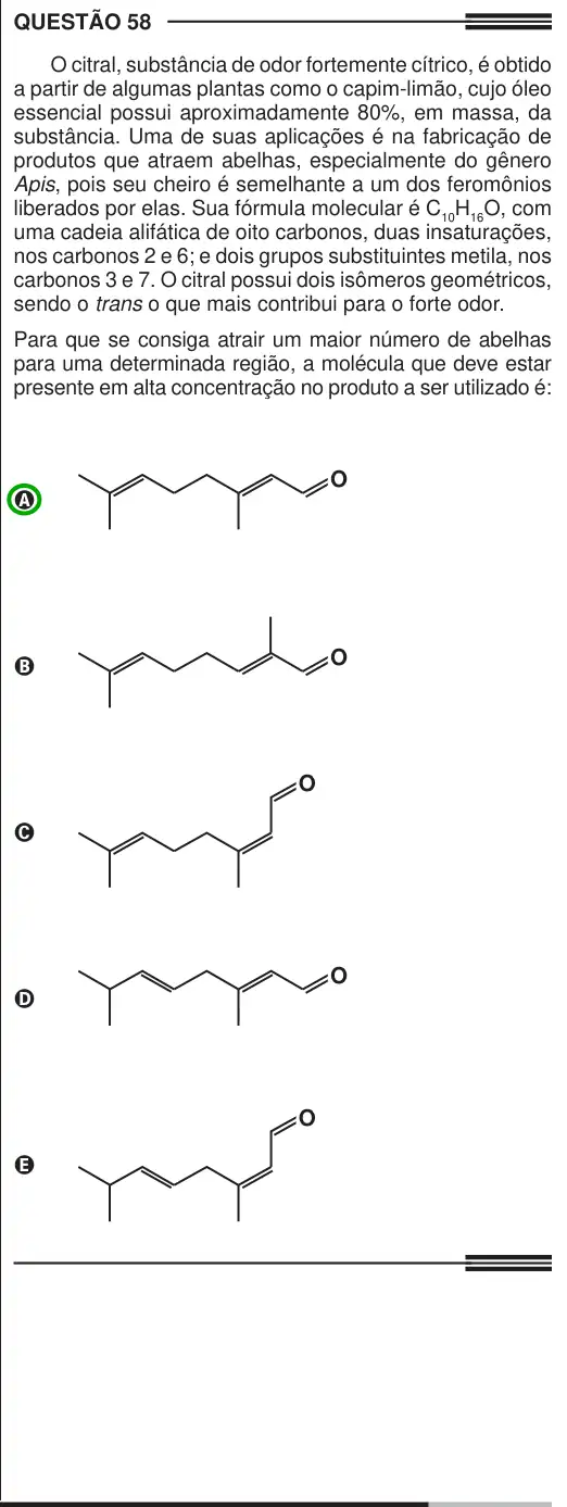 Imagem da questão 58 do ENEM 2013
