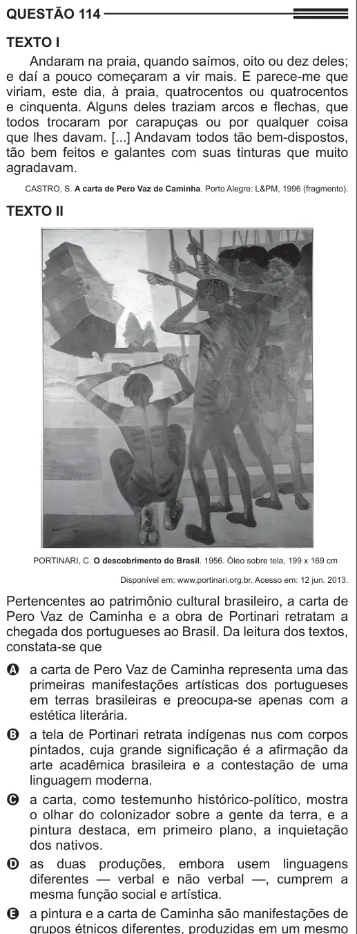 Imagem da questão 114 do ENEM 2013