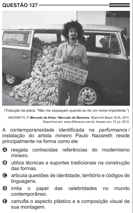 Imagem da questão 127 do ENEM 2013