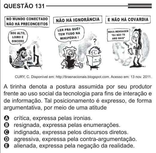Imagem da questão 131 do ENEM 2013