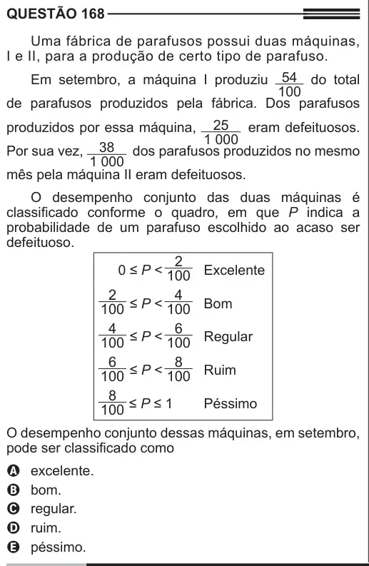 Imagem da questão 168 do ENEM 2013
