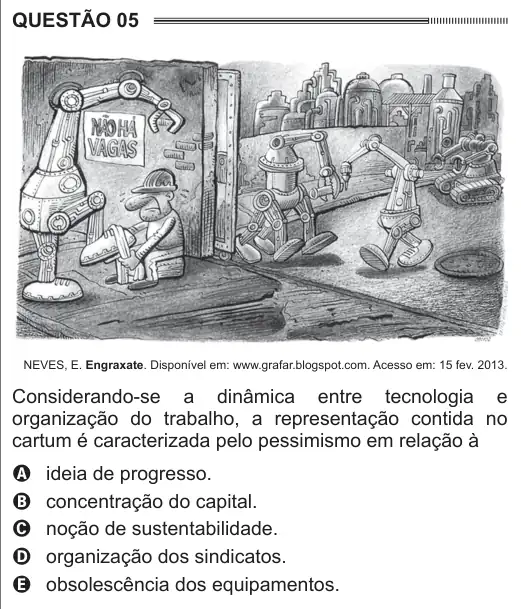 Imagem da questão 5 do ENEM 2014
