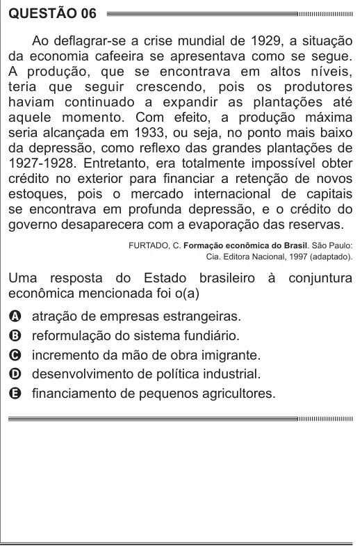 Imagem da questão 6 do ENEM 2014