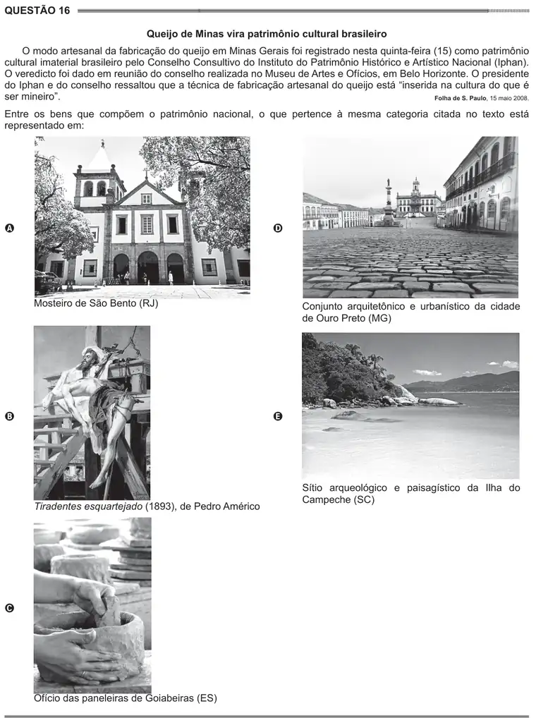 Imagem da questão 16 do ENEM 2014