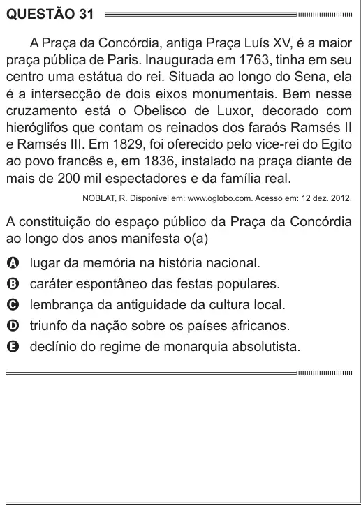 Imagem da questão 31 do ENEM 2014