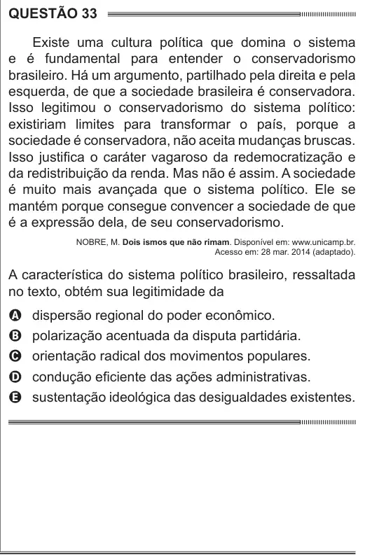 Imagem da questão 33 do ENEM 2014
