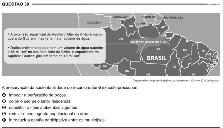 Imagem da questão 38 do ENEM 2014