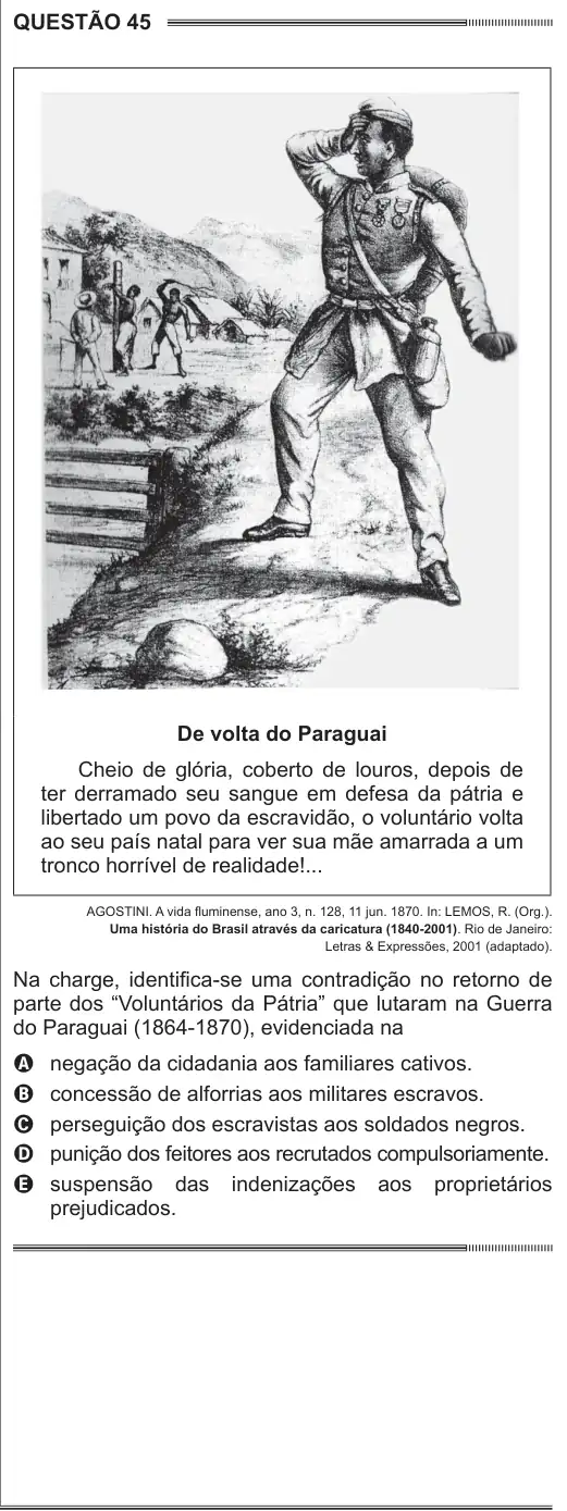 Imagem da questão 45 do ENEM 2014