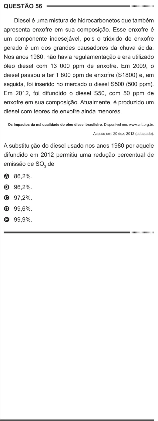 Imagem da questão 56 do ENEM 2014