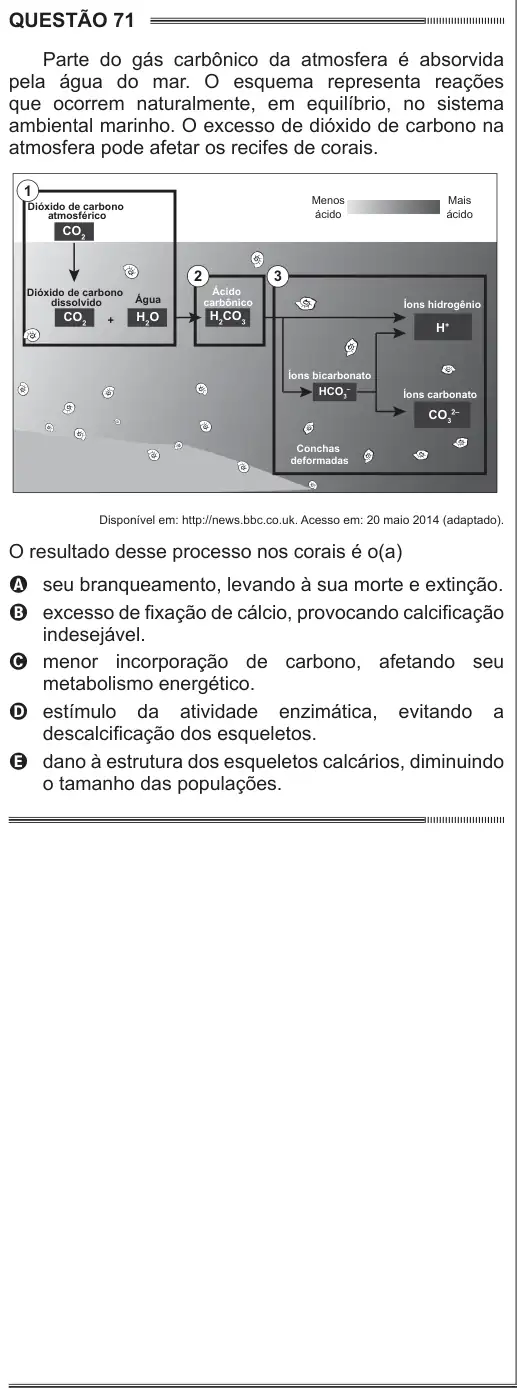 Imagem da questão 71 do ENEM 2014