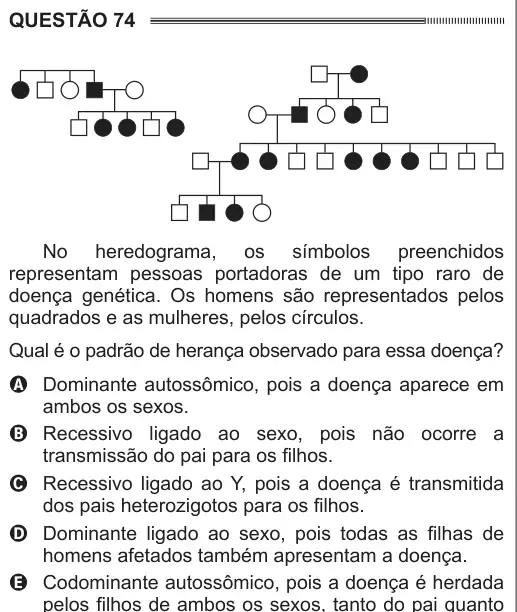 Imagem da questão 74 do ENEM 2014