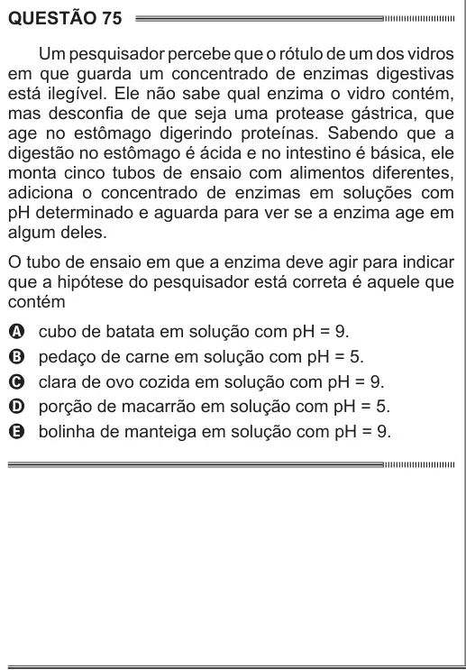Imagem da questão 75 do ENEM 2014
