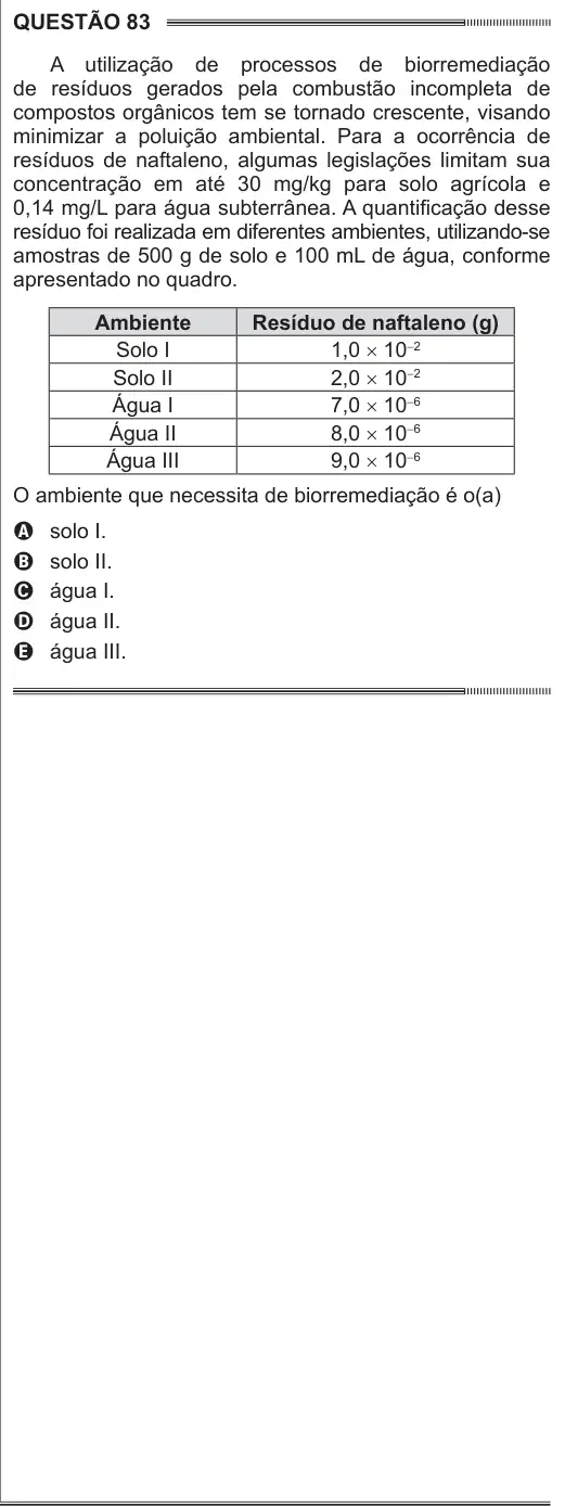 Imagem da questão 83 do ENEM 2014