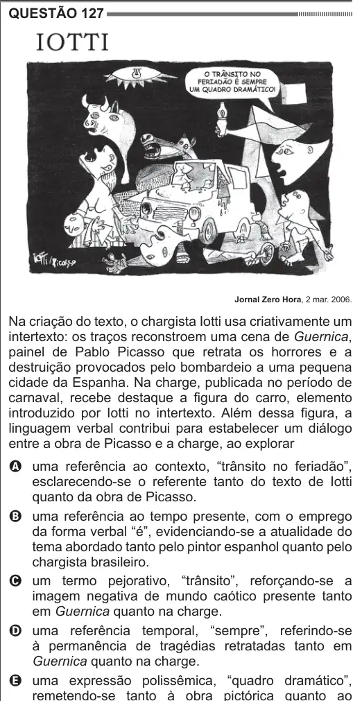 Imagem da questão 127 do ENEM 2014