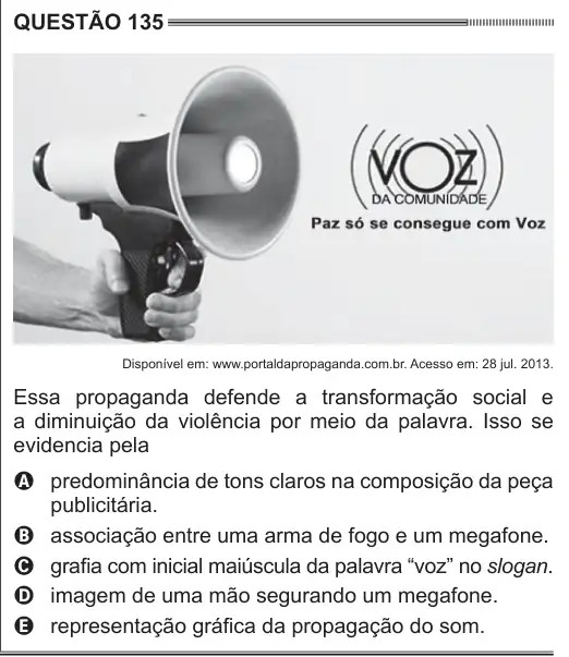 Imagem da questão 135 do ENEM 2014