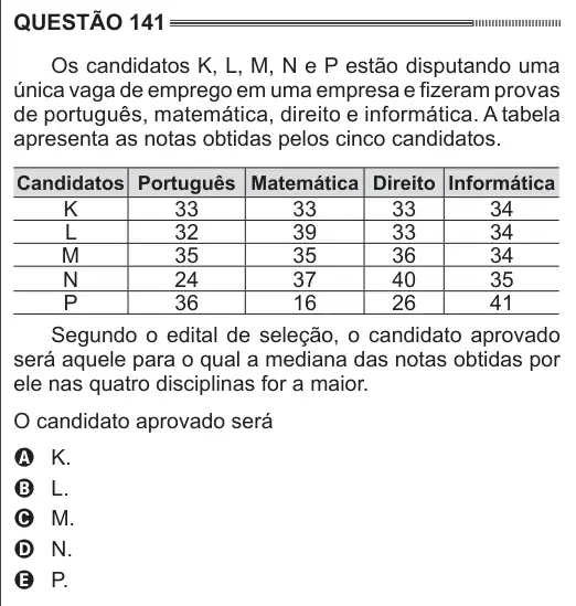 Imagem da questão 141 do ENEM 2014