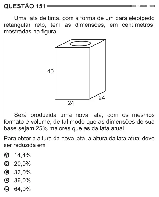 Imagem da questão 151 do ENEM 2014