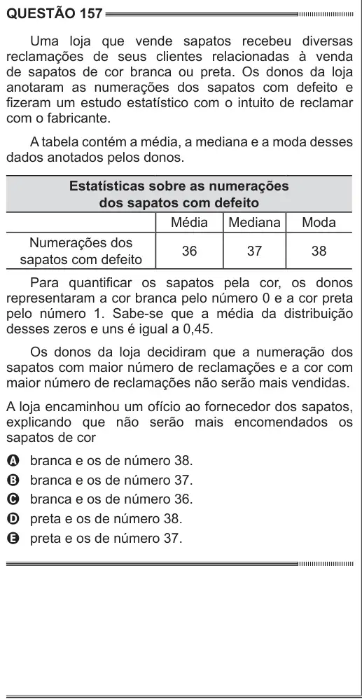 Imagem da questão 157 do ENEM 2014