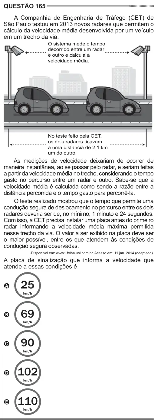 Imagem da questão 165 do ENEM 2014
