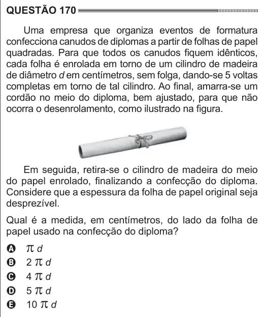 Imagem da questão 170 do ENEM 2014