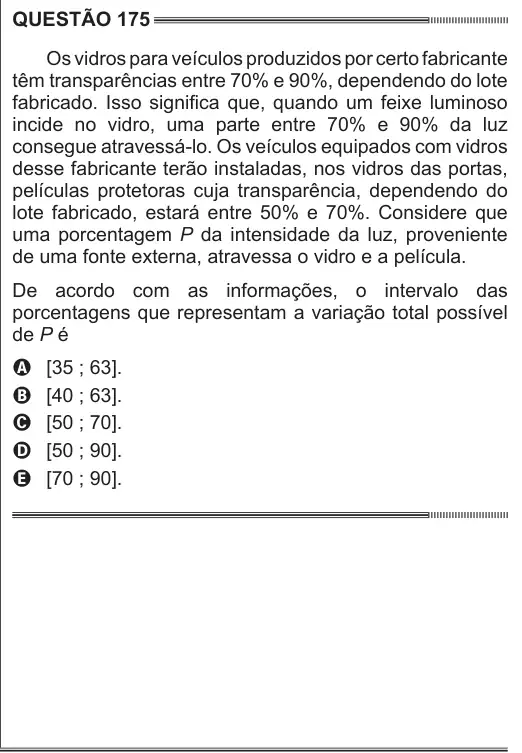 Imagem da questão 175 do ENEM 2014