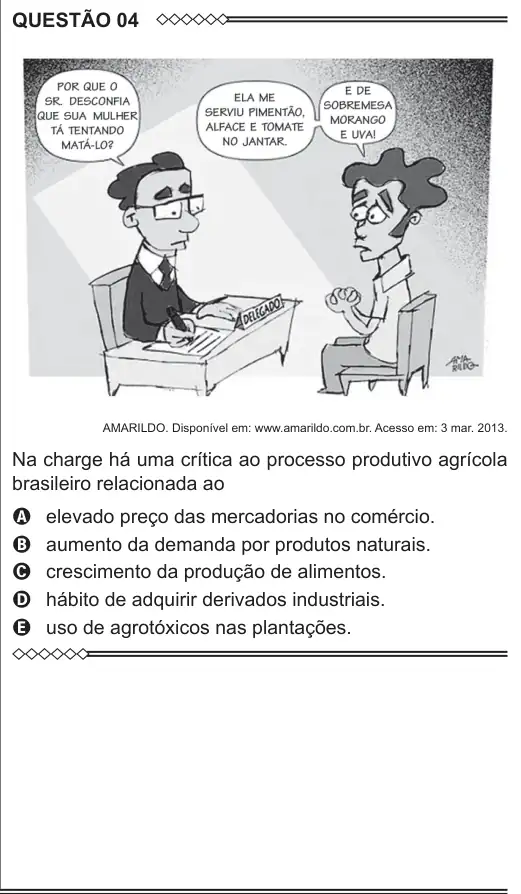 Imagem da questão 4 do ENEM 2015
