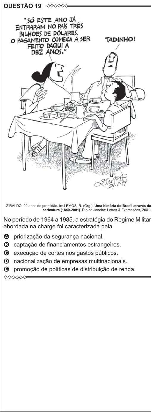 Imagem da questão 19 do ENEM 2015