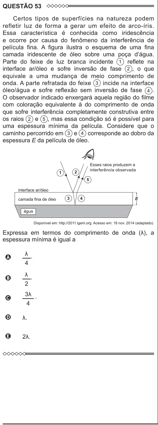 Imagem da questão 53 do ENEM 2015