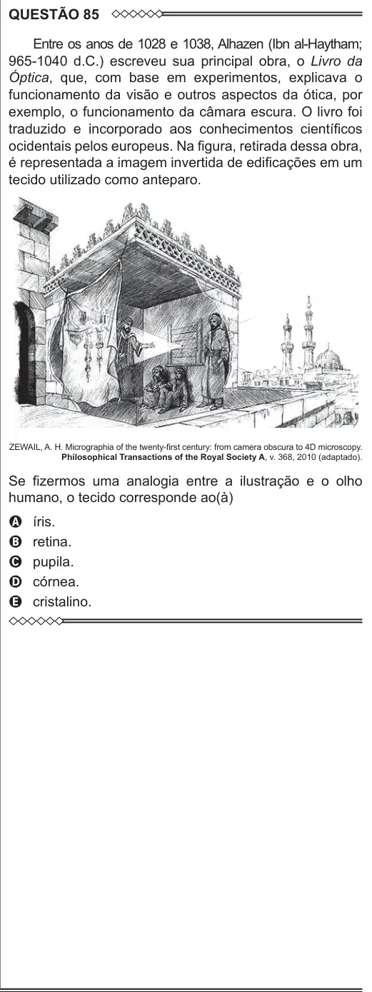 Imagem da questão 85 do ENEM 2015