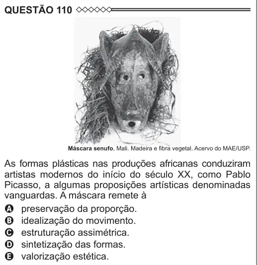 Imagem da questão 110 do ENEM 2015