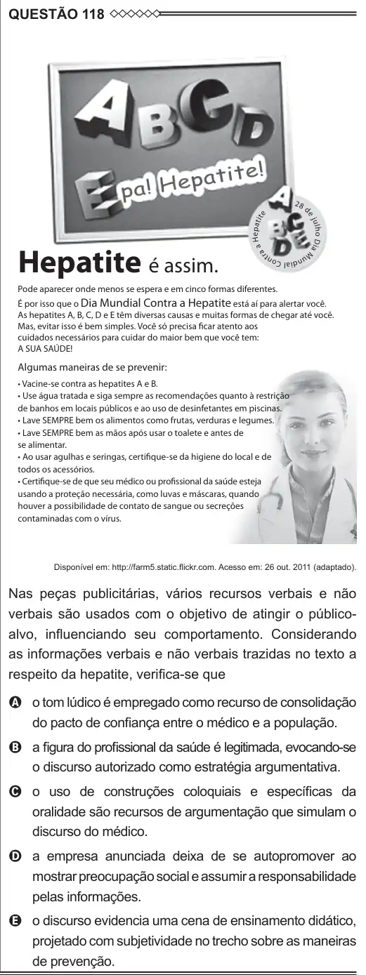 Imagem da questão 118 do ENEM 2015
