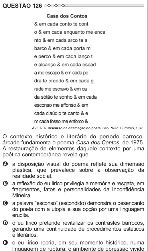 Imagem da questão 126 do ENEM 2015