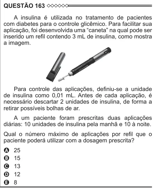 Imagem da questão 163 do ENEM 2015
