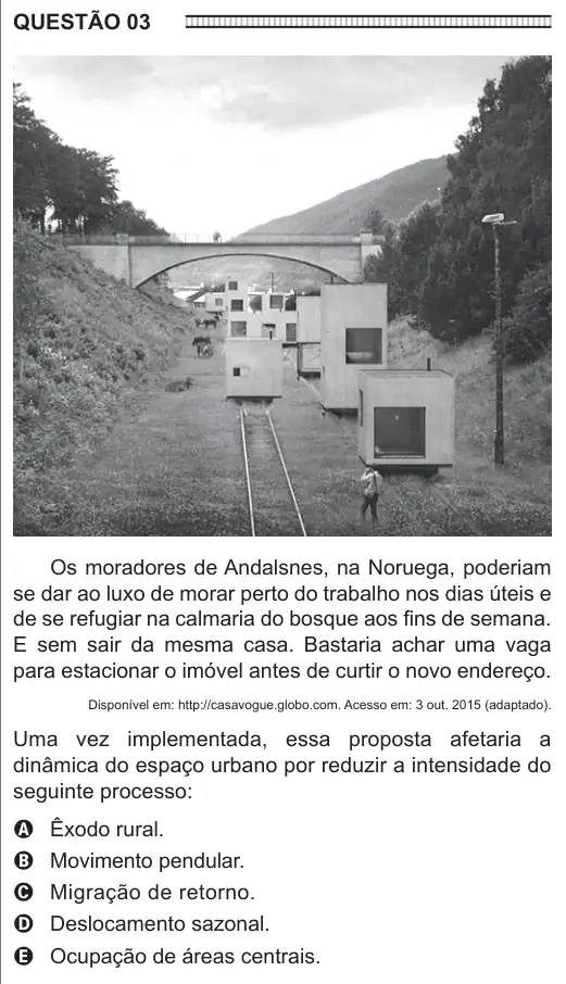 Imagem da questão 3 do ENEM 2016