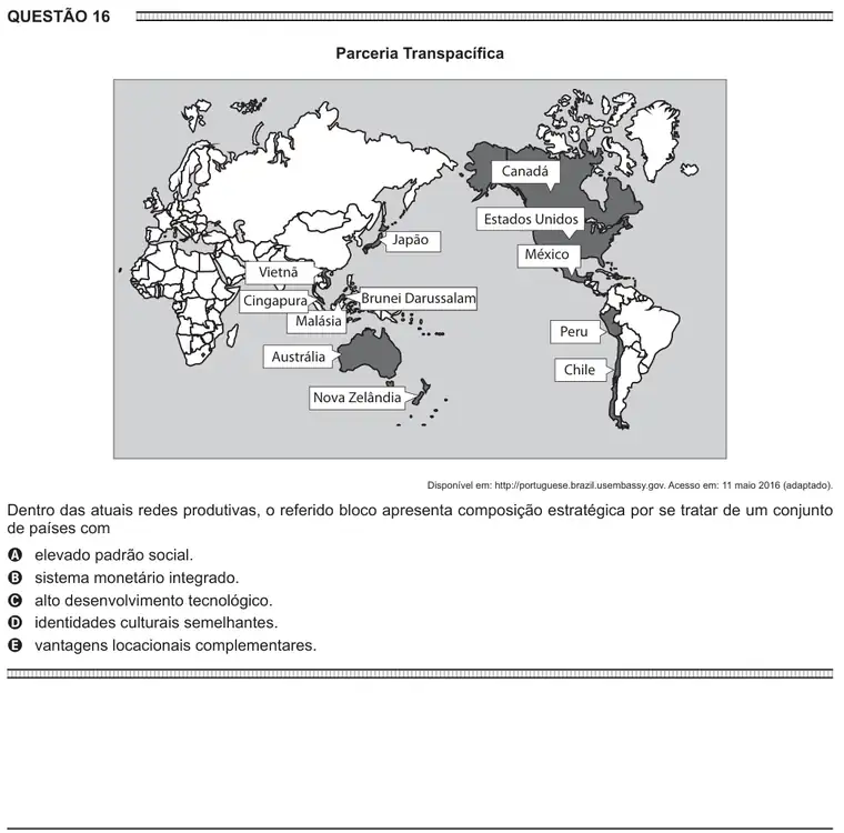 Imagem da questão 16 do ENEM 2016