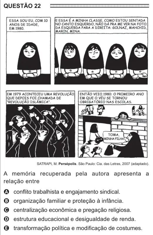 Imagem da questão 22 do ENEM 2016