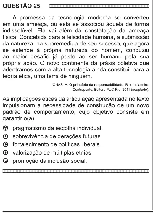 Imagem da questão 25 do ENEM 2016