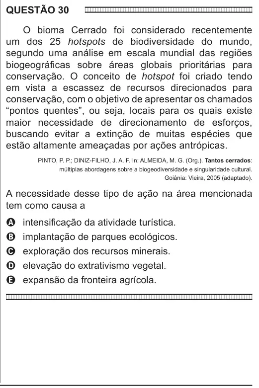 Imagem da questão 30 do ENEM 2016