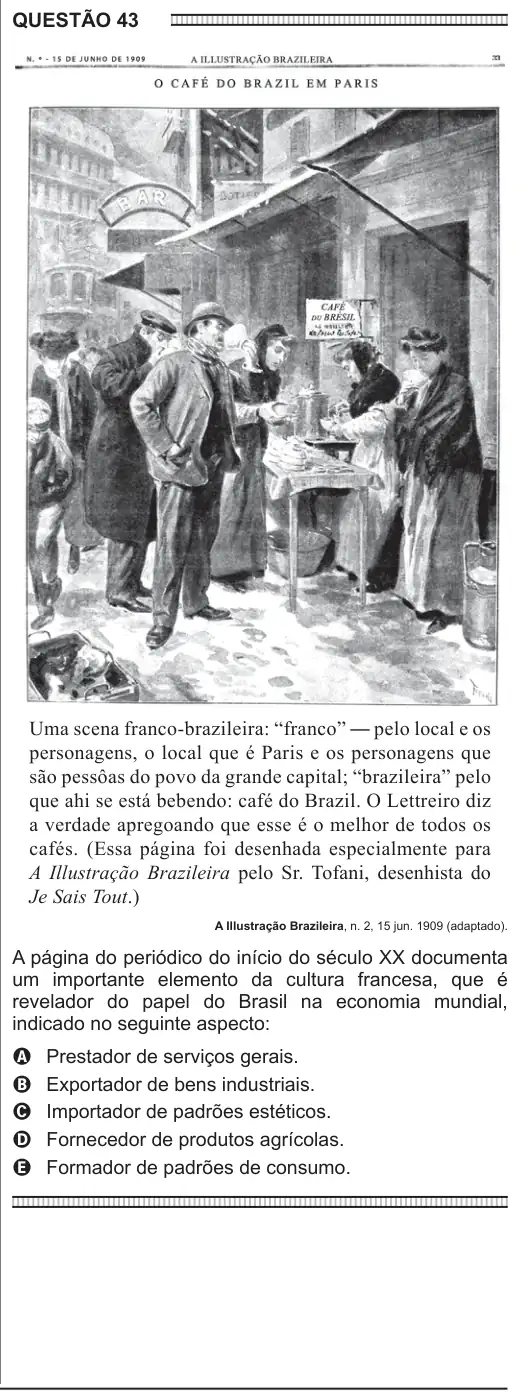 Imagem da questão 43 do ENEM 2016