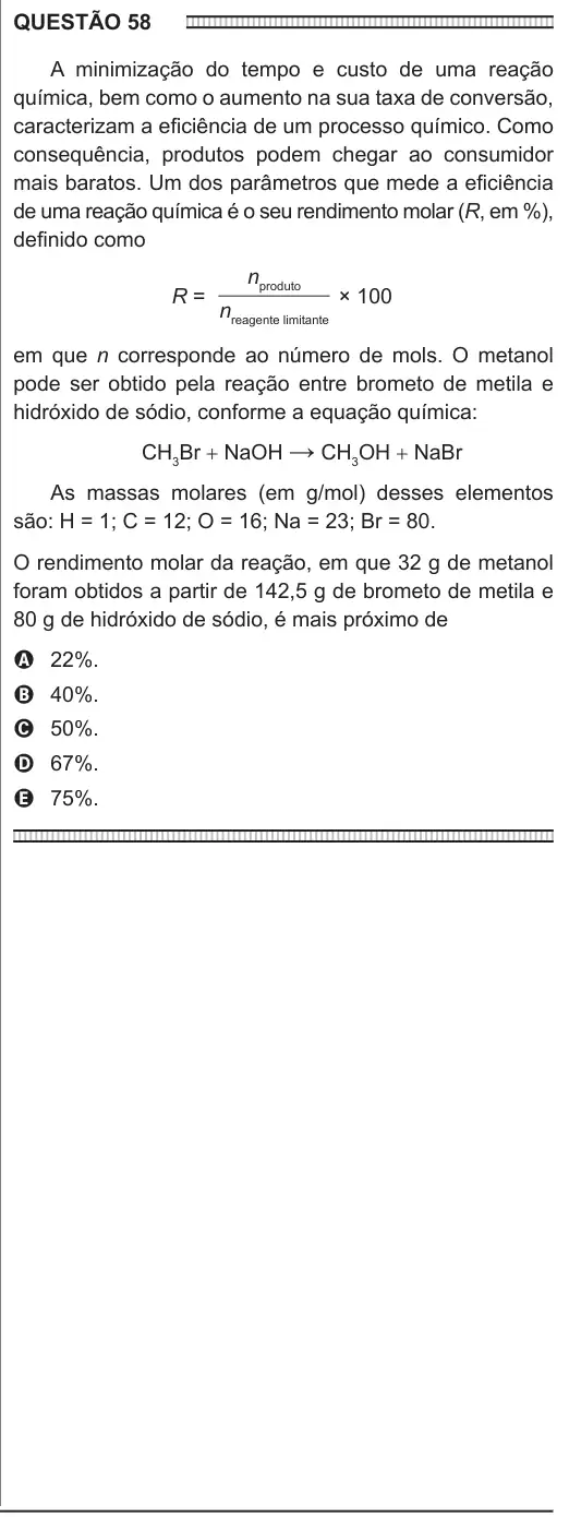 Imagem da questão 58 do ENEM 2016