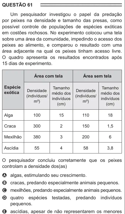 Imagem da questão 61 do ENEM 2016