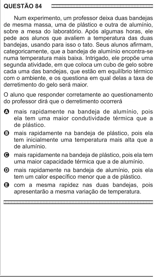 Imagem da questão 84 do ENEM 2016