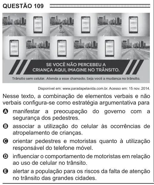 Imagem da questão 109 do ENEM 2016