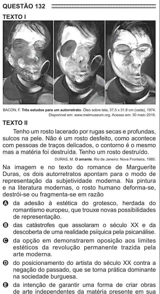 Imagem da questão 132 do ENEM 2016