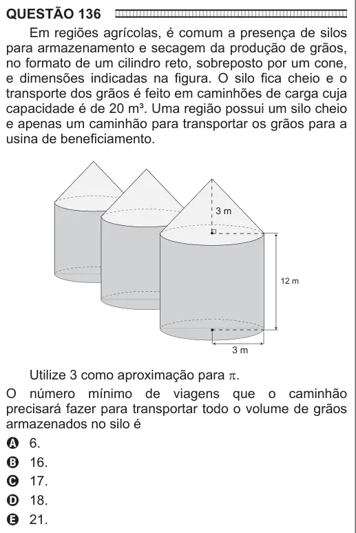 Imagem da questão 136 do ENEM 2016
