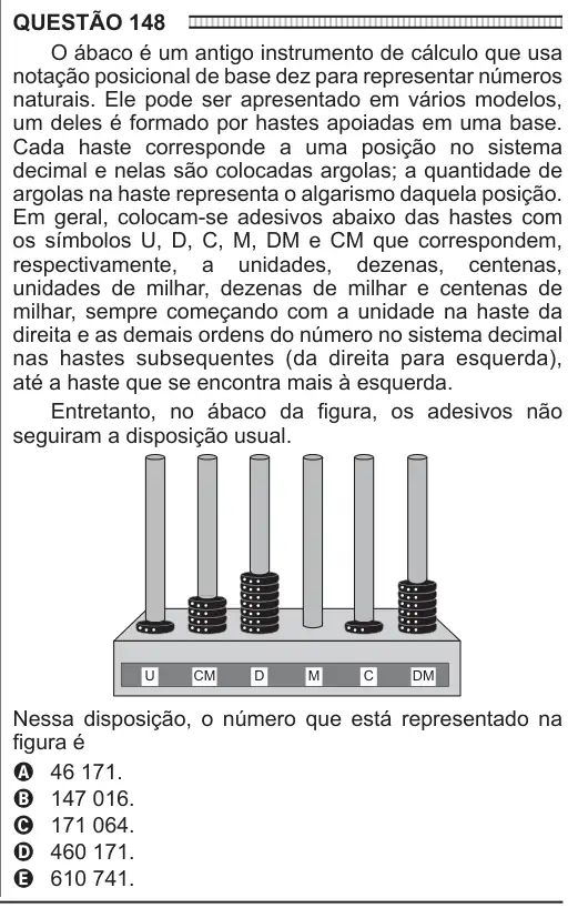 Imagem da questão 148 do ENEM 2016