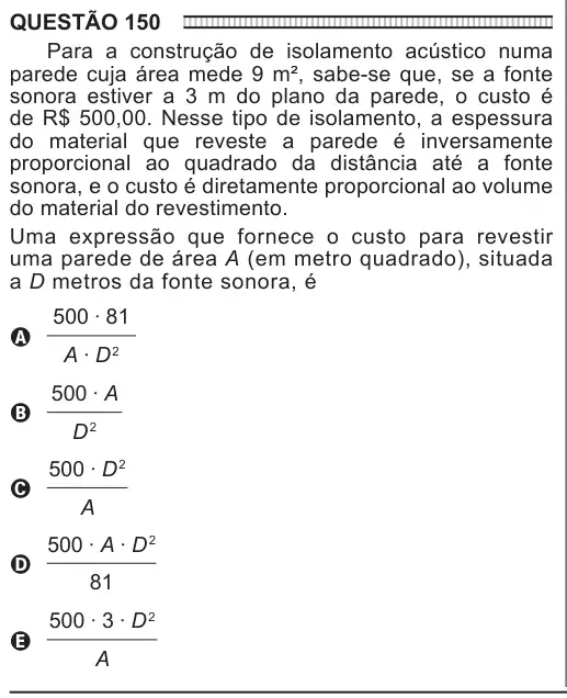Imagem da questão 150 do ENEM 2016
