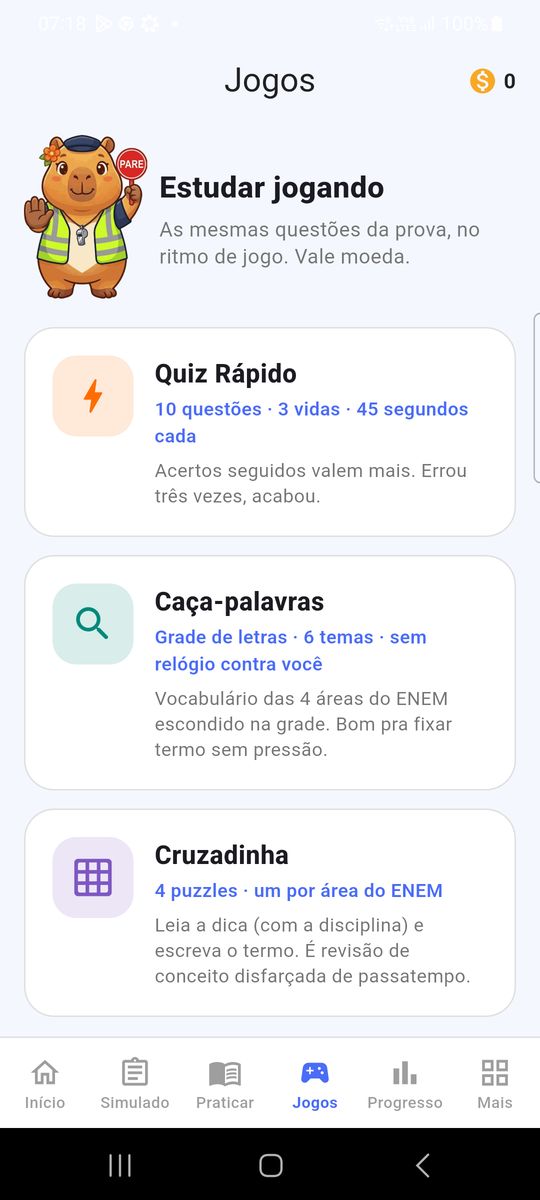 Jogos de revisão do app